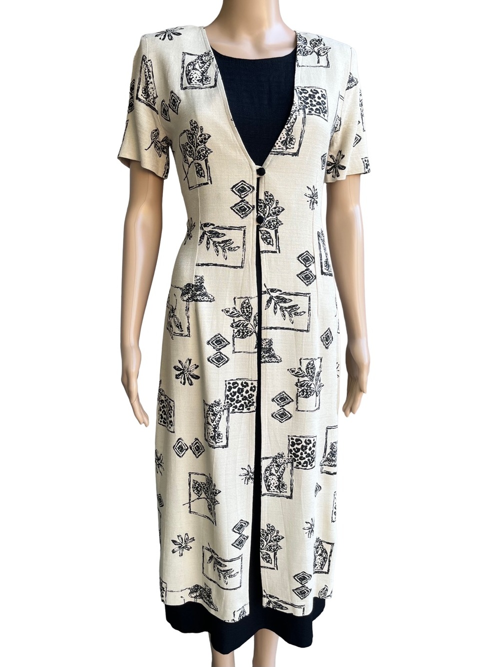 Vintage 90s Jolibel Leopard Print Midi Dress Size 6P